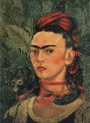 Frida Kahlo The self-Portrait of artist with monkey china oil painting reproduction